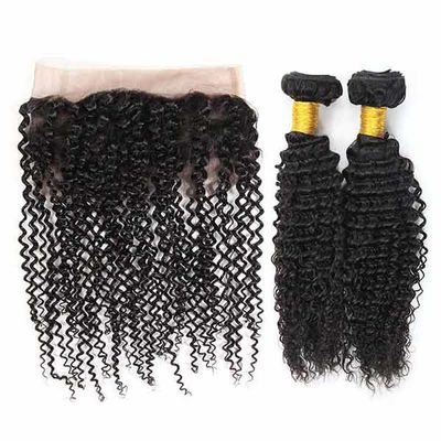 Xác thực 360 ren phía trước đóng cửa / tóc con người ren đầu đóng cửa kinky curl nhà cung cấp