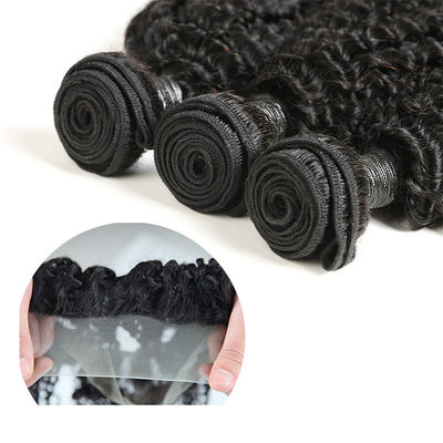Chưa qua chế biến 360 ren phía trước dệt Kinky Curl 3 bó không hư hỏng tóc nhà cung cấp